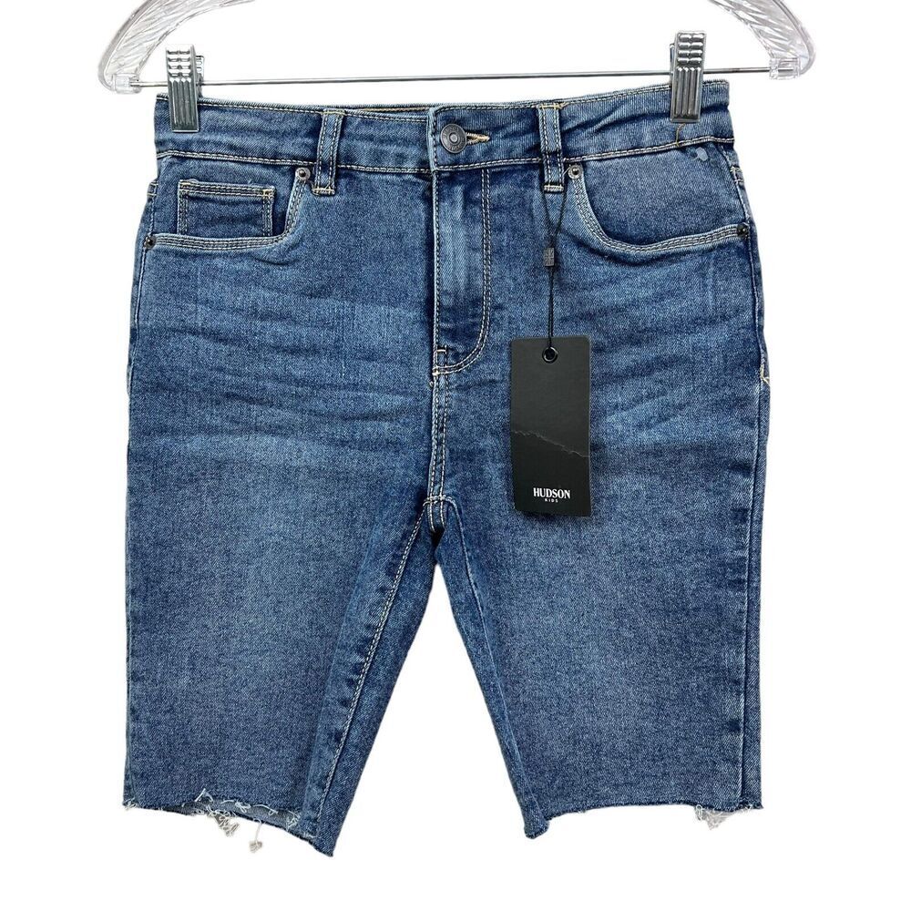 Hudson Kids Bermuda Shorts Girls Stretch Raw Hem High Rise Índigo Blue Size 12*